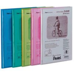 Pentel Recycology A4 Display Book Clear 20 Pocket Assorted Colours (Pa