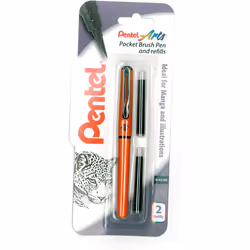Pentel XGFKPF/FP10-A Brush Pen with 2 Refills - Orange