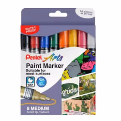 Pentel PNMK MED BULLET AST MET PK8