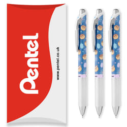 Pentel BLN75 Retractable Rollerball Pen - 0.5mm - Black - Pack of 3, Takoyaki