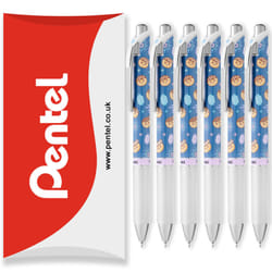 Pentel BLN75 Retractable Rollerball Pen - 0.5mm - Black - Pack of 6, Takoyaki
