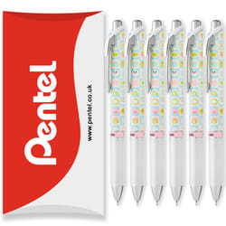 Pentel BLN75 Retractable Rollerball Pen - 0.5mm - Black - Pack of 6, Mochi