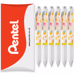Pentel BLN75 Retractable Rollerball Pen - 0.5mm - Black - Pack of 6, Taiyaki