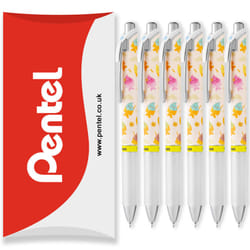 Pentel BLN75 Retractable Rollerball Pen - 0.5mm - Black - Pack of 6, Taiyaki