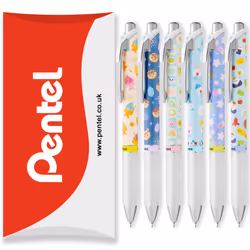 Pentel BLN75 Retractable Rollerball Pen - 0.5mm - Black - Pack of 6, Mixed