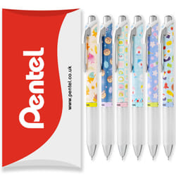 Pentel BLN75 Retractable Rollerball Pen - 0.5mm - Black - Pack of 6, Mixed