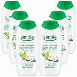 Simple Kind to Hair Gentle Care Shampoo, 6 Pack of 200ml