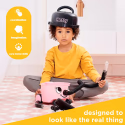 Casdon Henry & Hetty Toys - Hetty Vacuum Cleaner - Pink Vacuum Cleaner Toy with Real Function & Nozzle Accessories - Kids Cleaning Set - for Children