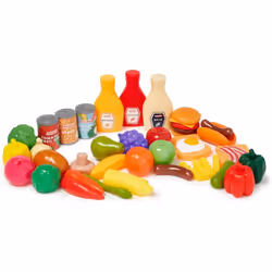 Play Food Set. 44 Piece Play Food Set for Children Aged 2+. Contains A Delicious Assortment of Fruits, Vegetables and Meals