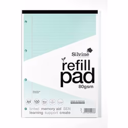 Silvine SEN Refill Pad A4 With Tinted Coloured Papers 100 Page Ruled W