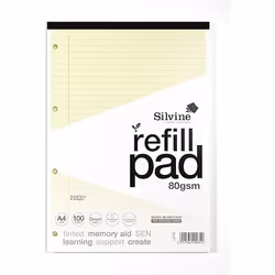 Silvine SEN Refill Pad A4 With Tinted Coloured Papers 100 Page Ruled W