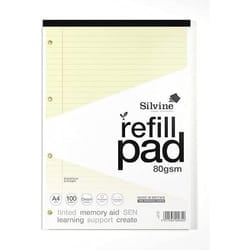 Silvine SEN Refill Pad A4 With Tinted Coloured Papers 100 Page Ruled W