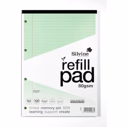 Silvine SEN Refill Pad A4 With Tinted Coloured Papers 100 Page Ruled W