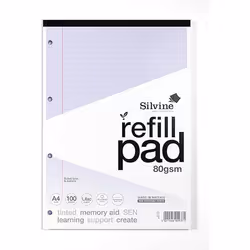 Silvine SEN Refill Pad A4 With Tinted Coloured Papers 100 Page Ruled W