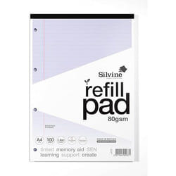 Silvine SEN Refill Pad A4 With Tinted Coloured Papers 100 Page Ruled W