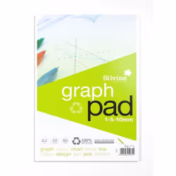 Silvine RECY GRAPH PAD 1/5/10 A4 50P