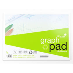 Silvine Recycled Graph Pad A3 Printed 1-5-10mm 50 Sheets 100% Recycled