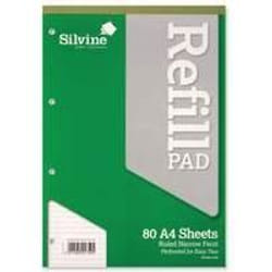 Silvine A4 Refill Pad Narrow Ruled 160 Pages Green (Pack 6) - A4RPNF
