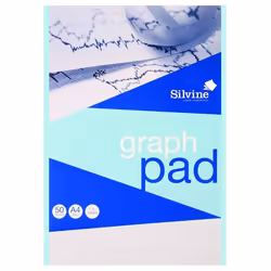 Silvine A4 Graph Pad 1/5/10mm 90gsm 50 Sheets White/Blue Grided Paper