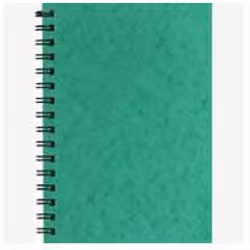 Spiral bound. feint ruled notebook with stiff cover. A6. each with 96 leaves.