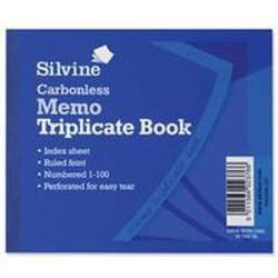 Silvine 102x127mm Triplicate Memo Book Carbonless Ruled 1-100 Taped Cl