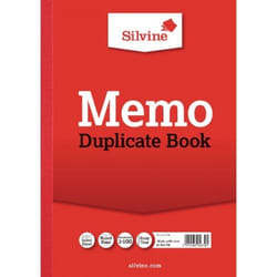 Silvine A4 Duplicate Memo Book Carbon Ruled 1-100 Taped Cloth Binding