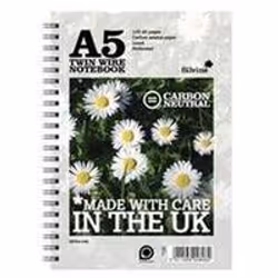 Silvine CO2 Neutral Notebooks. For every ton of paper produced 6.1 trees are planted. Twin wire A5 notebook with 120 lined pa ...