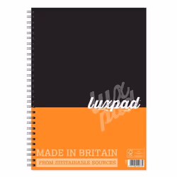 Silvine Luxpad FSC A4 Wirebound Card Cover Notebook Ruled 160 Pages Bl