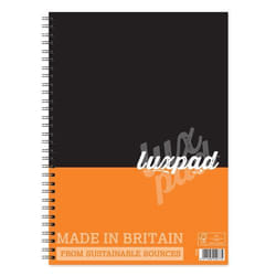 Silvine Luxpad FSC A4 Wirebound Card Cover Notebook Ruled 160 Pages Bl
