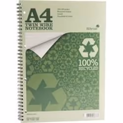 Silvine A4+ Everyday Recycled Wiro Notebook. Made with care in the UK. 100% recycled 70gsm paper. Lined with margin. Punched ...
