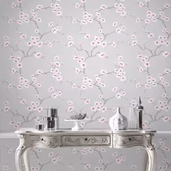 Fresco Apple Blossom Tree Floral Grey Wallpaper