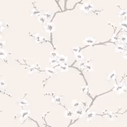 Fresco Great Value Apple Blossom Tree Print Metallic Natural  Wallpaper