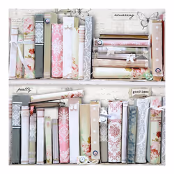 Fresco Collage Bookcase Multicolour Wallpaper ( WAS 12.00)