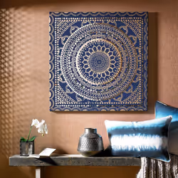Ink and Gold Embellished Fabric and Beaded Printed Canvas