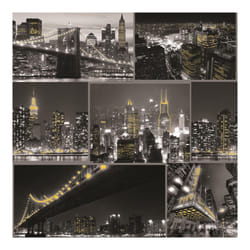 Fresco City at Night Black/White Cityscape Yellow Highlighted Paste the Paper