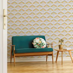 Fresco Retro Ogee Ochre Wallpaper