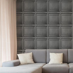 Fresco Wood Panelling Grey Wallpaper