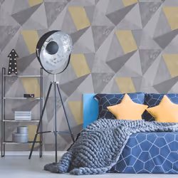Fresco Shard Grey Ochre Wallpaper (WAS 13.99)