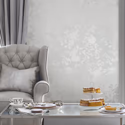 Wallpaper Floral Silver Smooth Westborne Print Flowers Leaves Spongeable