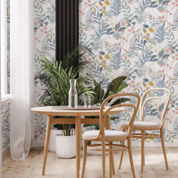Fresco Inky Tropical Leaf Indigo and Ochre Wallpaper