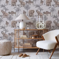 Fresco Kenya Safari Rose Gold Animal Wallpaper
