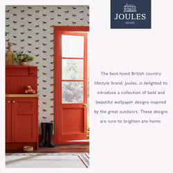 Joules Country Critters Ticking Stripe Blue Wallpaper