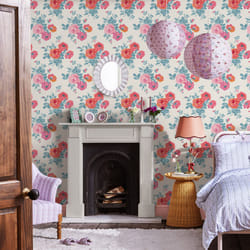Cath Kidston Archive Rose Blue & Pink Floral Wallpaper