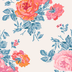 Cath Kidston Archive Rose Blue & Pink Floral Wallpaper