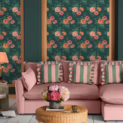 Cath Kidston Archive Rose Green Floral Wallpaper
