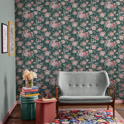 Cath Kidston Garden Rose Green Floral Wallpaper