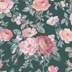 Cath Kidston Garden Rose Green Floral Wallpaper