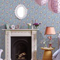 Cath Kidston Clifton Floral Blue Floral Wallpaper