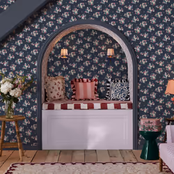 Cath Kidston Clifton Floral Navy Floral Wallpaper