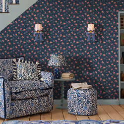 Cath Kidston Rose & Bows Navy Floral Wallpaper